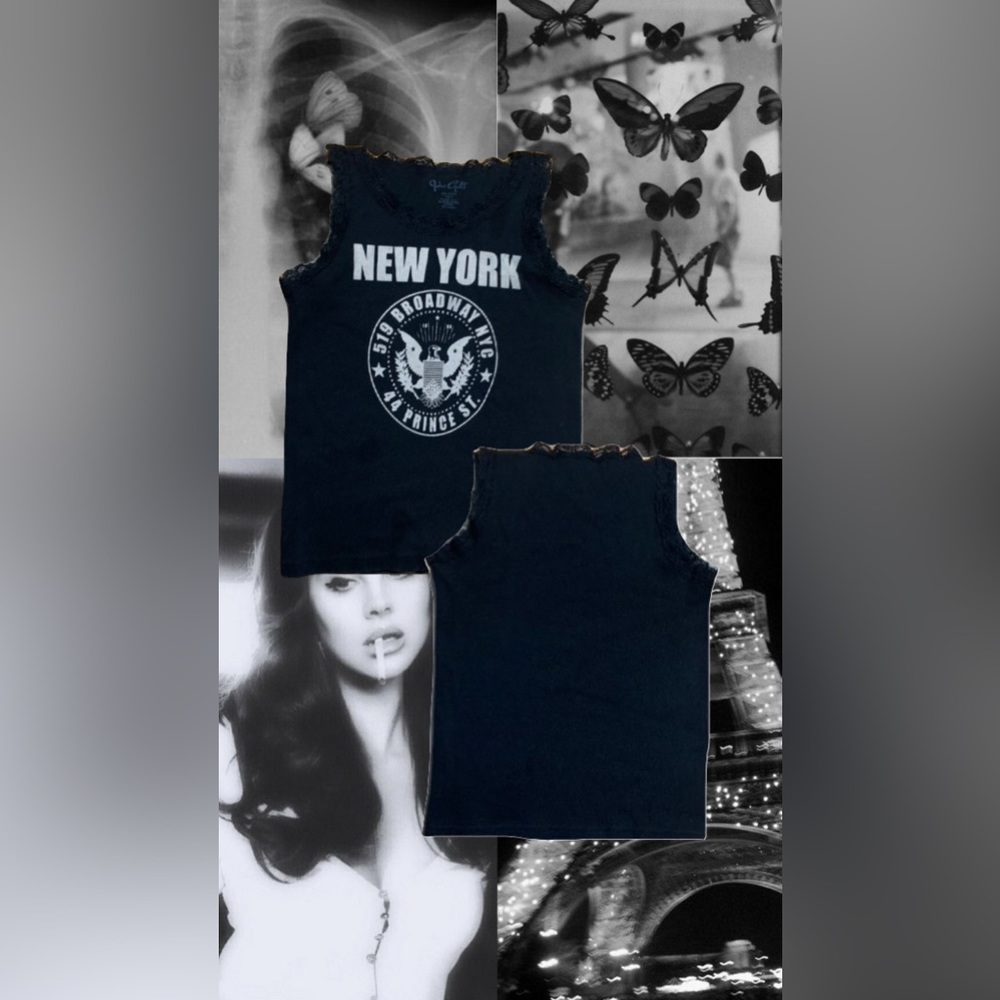 BLACK NEW YORK TANK TOP: SMALL - BRANDY MELVILLE